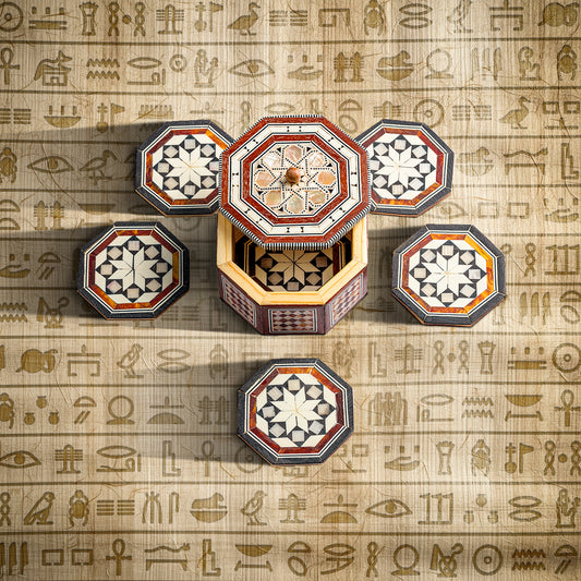 Octagonal Tea Coaster Box Embellished with Seashells